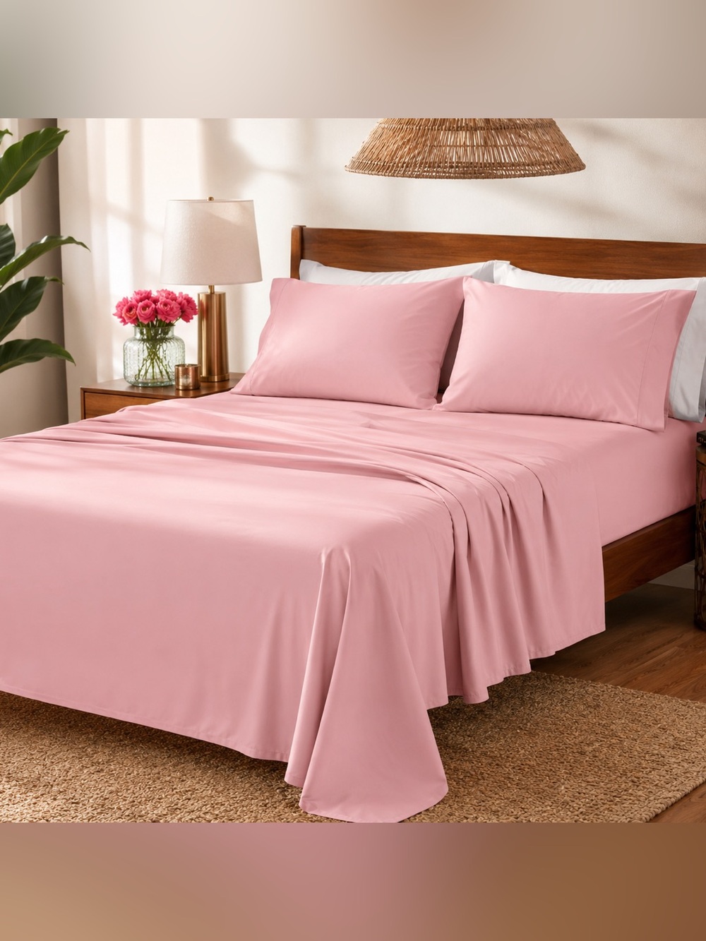 Berkshire Blanket Comfort Knit Queen Sheet Set French Mauve NEW